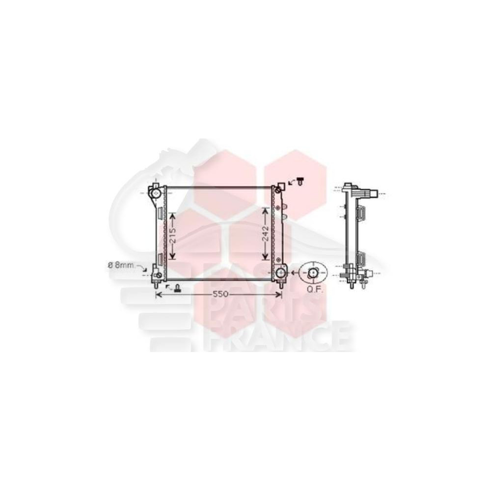 RADIATEUR 0.9I - 1.3 DROIT 480 X 395 X 27 pour LANCIA YPSILON