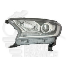 PHARE OPTIQUE GAUCHE H11+HB3 MANUEL OU ÉLECTRIQUE - SANS MOTEUR - FEU BLANC - FOND NOIR pour FORD RANGER PICK-UP