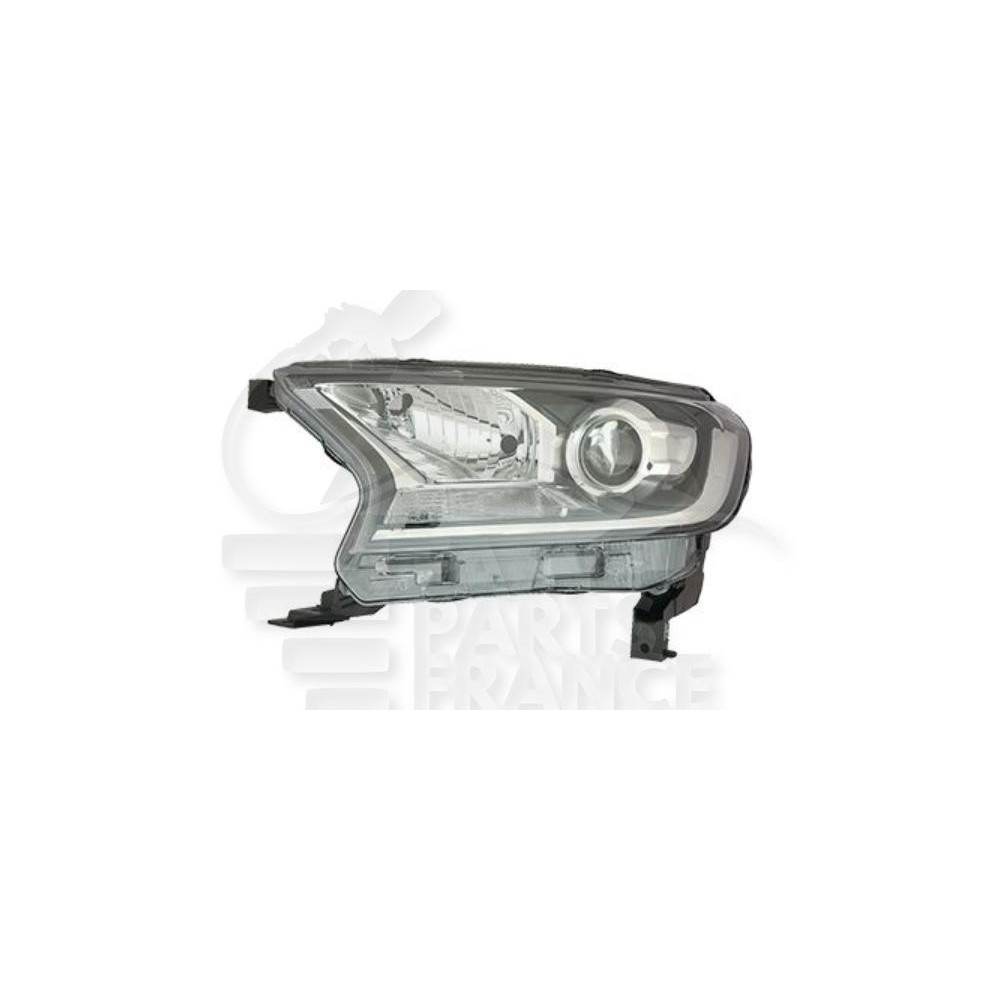 PHARE OPTIQUE GAUCHE H11+HB3 MANUEL OU ÉLECTRIQUE - SANS MOTEUR - FEU BLANC - FOND NOIR pour FORD RANGER PICK-UP