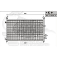 CONDENSEUR TOUS TYPES 590 X 338 X 16 pour HONDA CIVIC