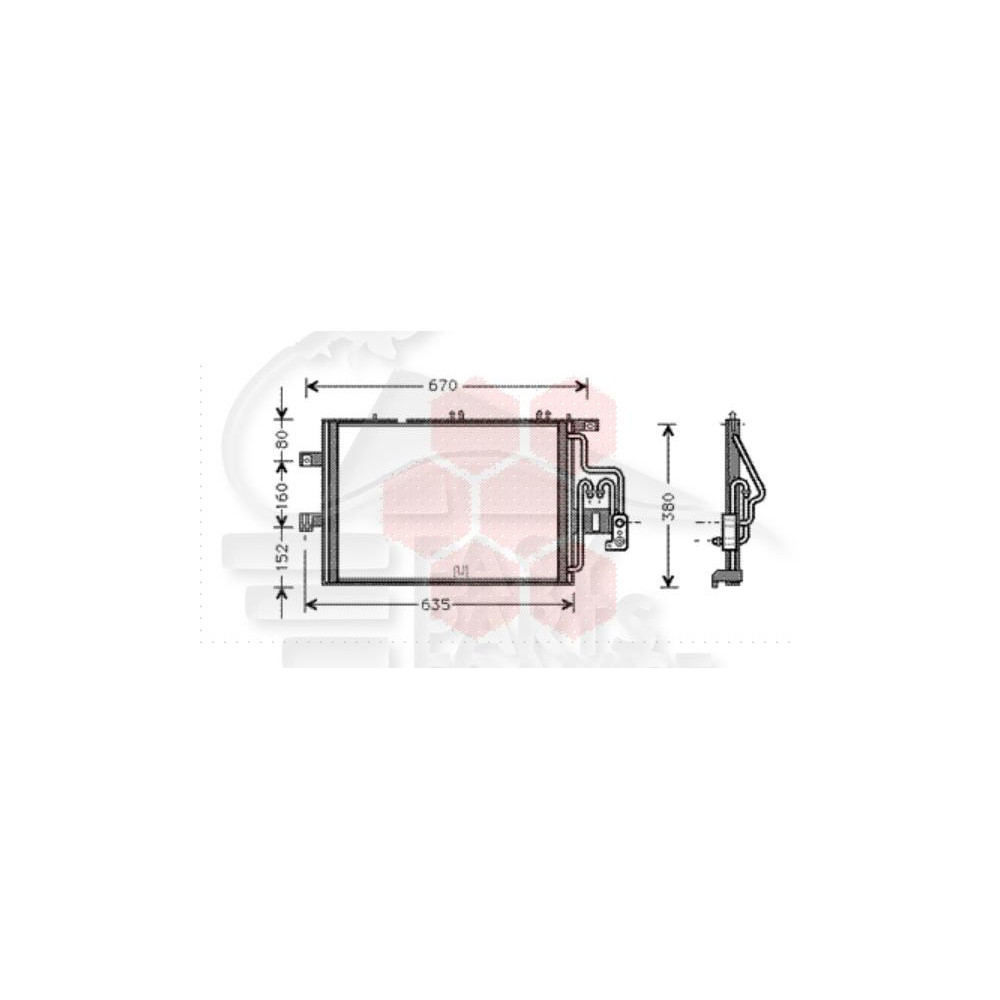 CONDENSEUR 1.7 DIESEL → 03 540 X 380 X 16 pour OPEL COMBO