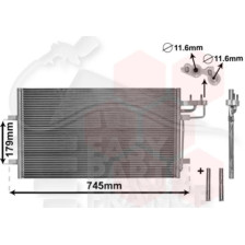 CONDENSEUR TOUS TYPES 628 X 374 X 16 pour FORD FOCUS CC