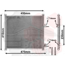CONDENSEUR TOUS TYPES 400 X 380 X 16 pour FORD KA
