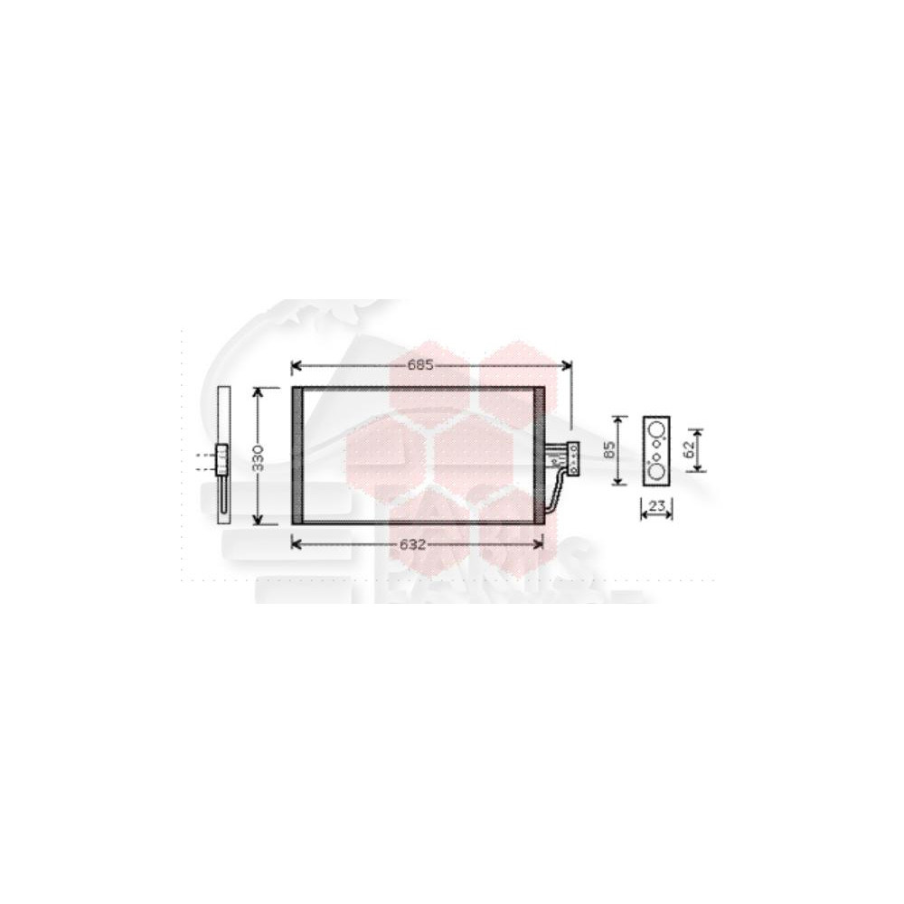 CONDENSEUR 730/740 DROIT 590 X 324 X 16 pour BMW S7 E38