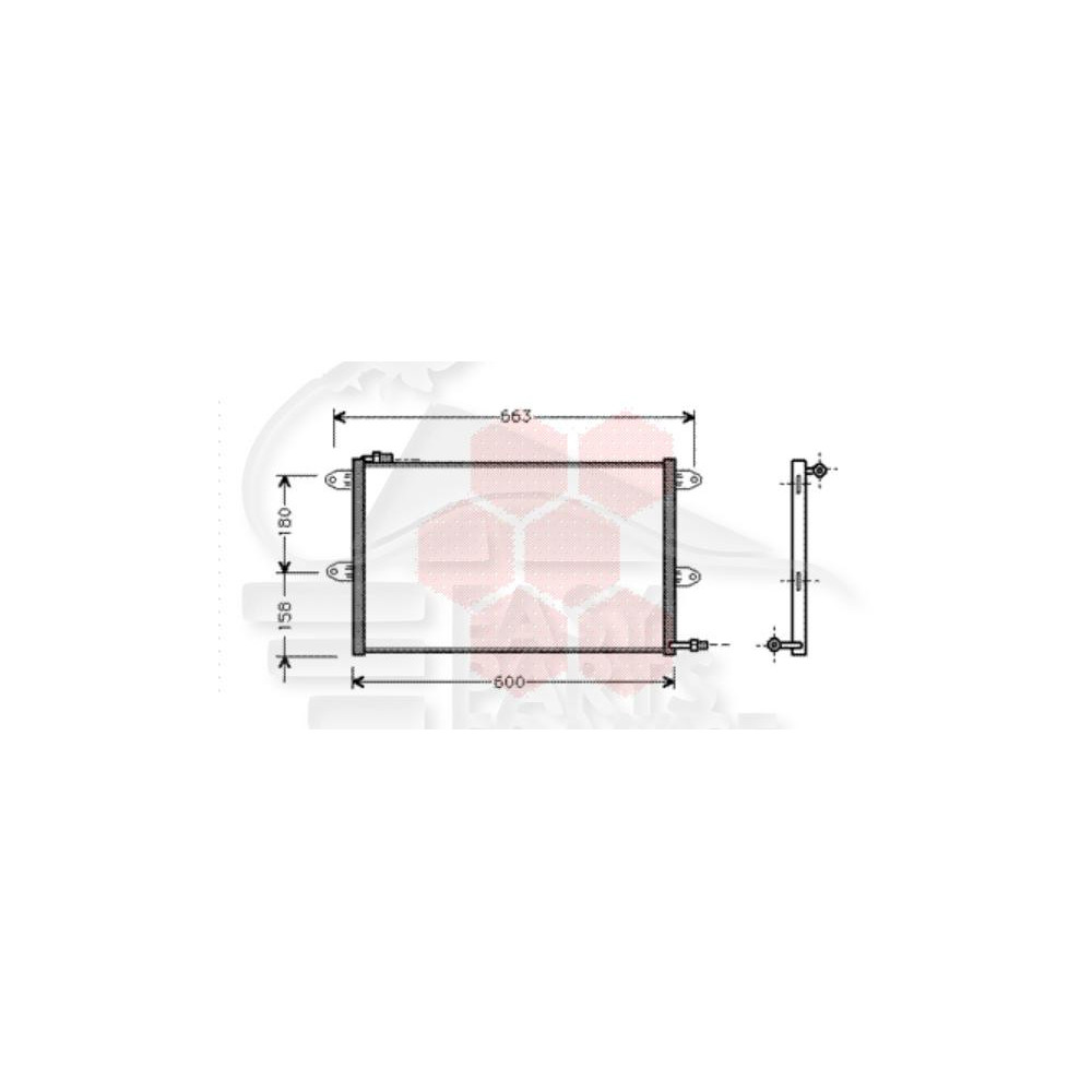 CONDENSEUR TOUS TYPES 550 X 330 X 25 pour SEAT INCA