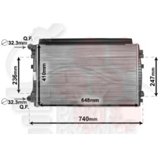 RADIATEUR 1.0 TFSI HD - 1.4 TFSI BOÎTE AUTO - 1.6 TDI HD - 2.0 TDI MOTEUR DFGA TUBES RONDS - 650 X 410 X 24 pour AUDI Q2