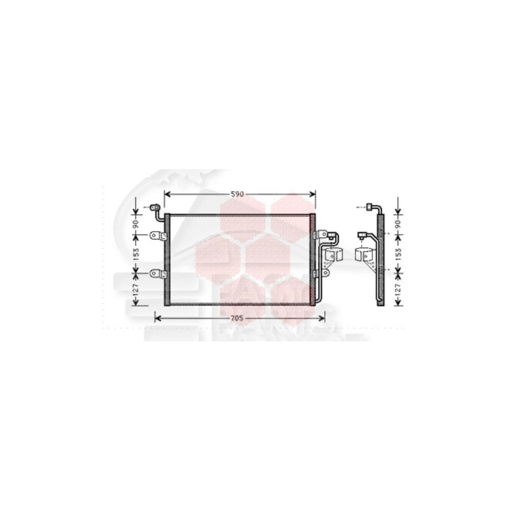 CONDENSEUR ESSENCE - DIESEL 555 X 360 X 16 pour SEAT IBIZA