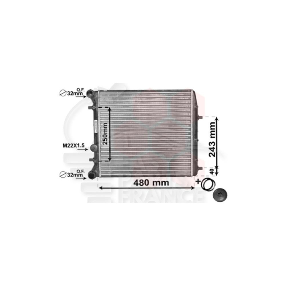 RADIATEUR 1.4/1.6 I - 1.9 SDI SANS CLIM - 430 X 415 X 23 pour VOLKSWAGEN POLO