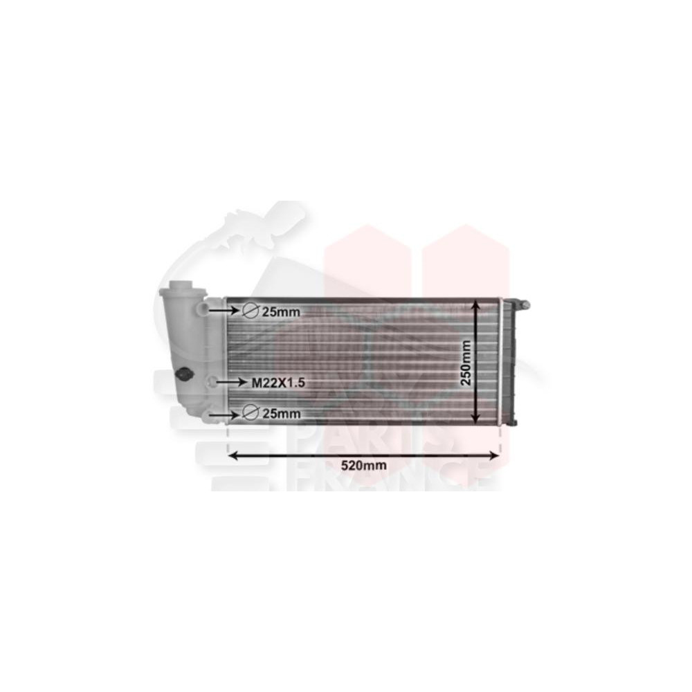 RADIATEUR 1.1 TOUS TYPES SANS CLIM 522 X 248 X 30 pour AUTOBIANCHI Y10
