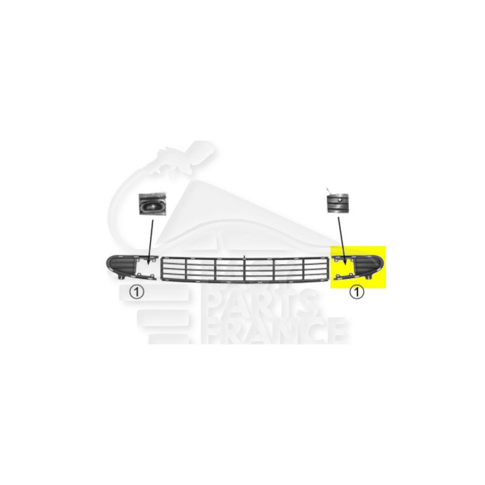 GRILLE DE PARE-CHOC AVANT-GAUCHE NOIRE pour SEAT ALHAMBRA