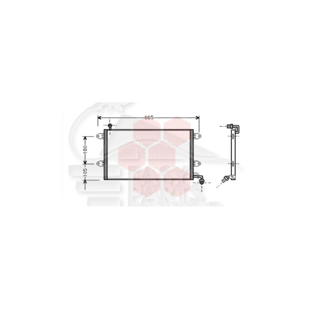 CONDENSEUR TOUS TYPES 565 X 330 X 25 pour VOLKSWAGEN GOLF