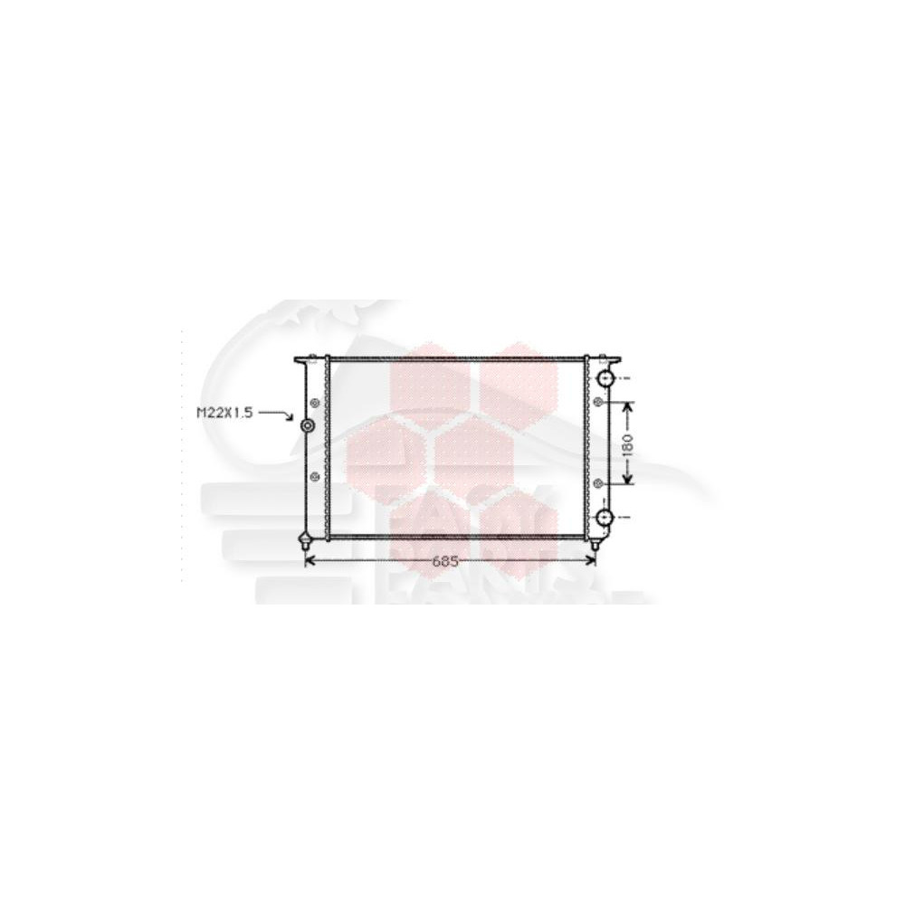 RADIATEUR 1.9 DROIT  MT  → 96  AVEC SUPPORT 630 X 377 X 34 pour VOLKSWAGEN GOLF