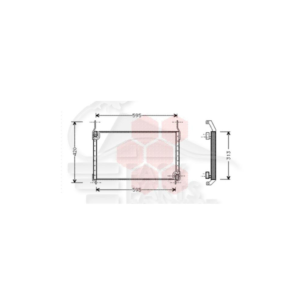 CONDENSEUR 1.6 - 1.9 D/JTD 570 X 310 X 25 pour FIAT MULTIPLA