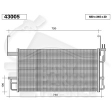CONDENSEUR TOUS TYPES 679 X 336 X16 pour HYUNDAI SANTA FE