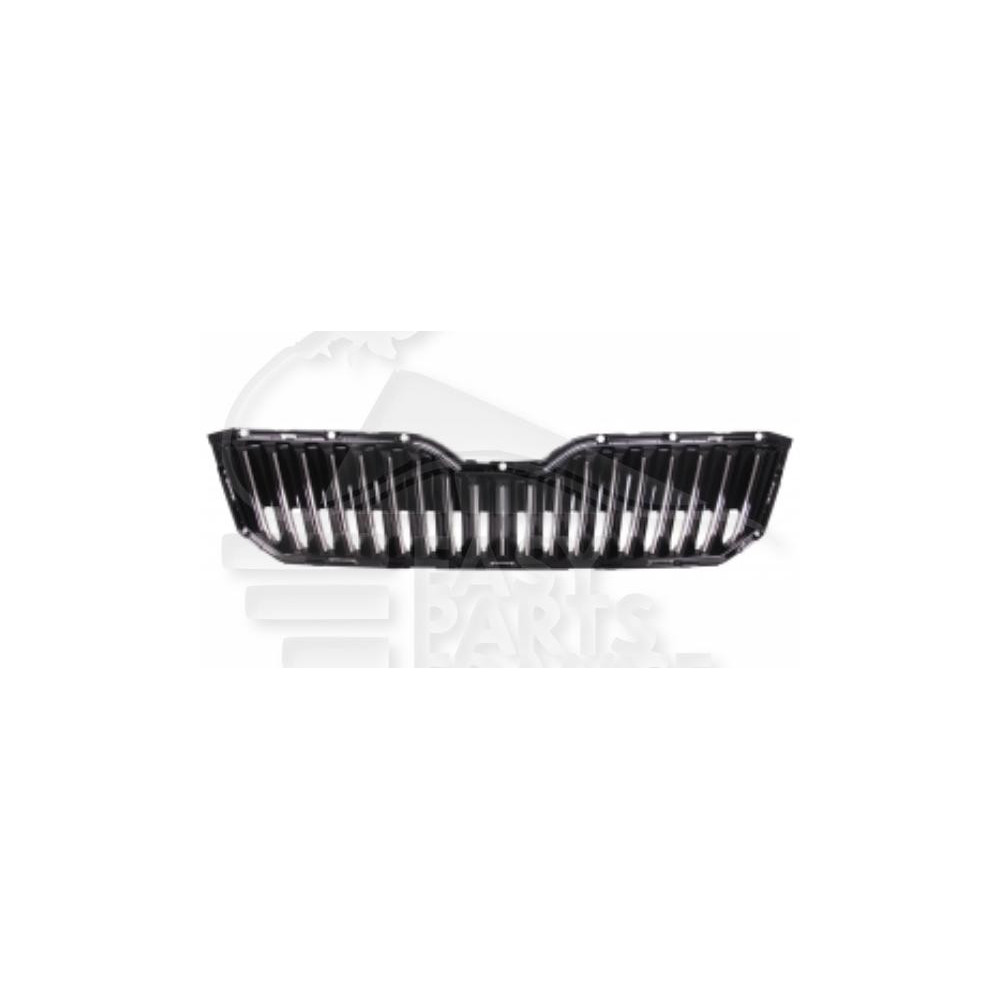 GRILLE DE CALANDRE NOIRE AVEC MOULURE CHROMEE - SANS EMPLACEMENT REGULATEUR DE VITESSE pour SKODA SUPERB