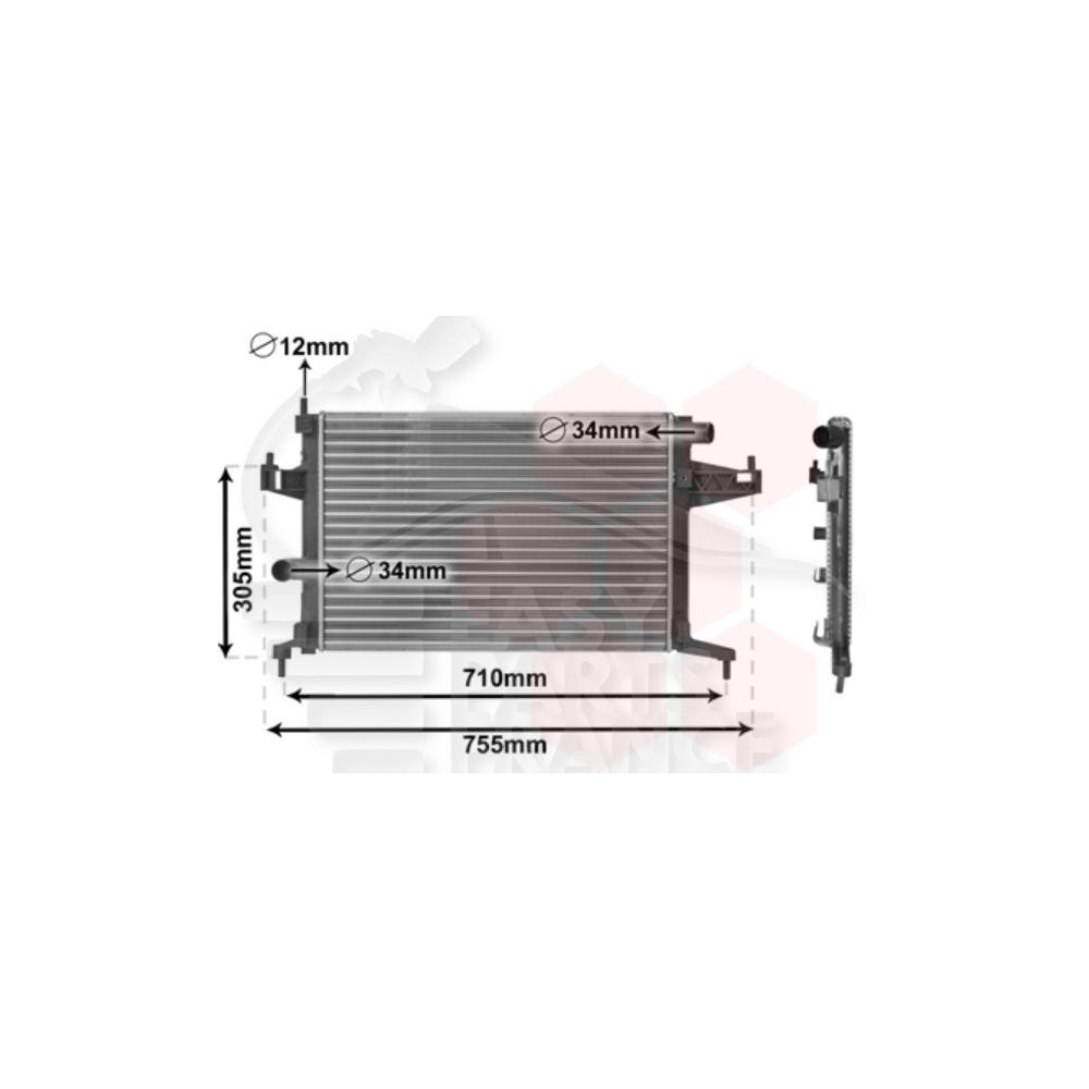 RADIATEUR 1.8 SANS CLIM 540 X 375 X 25 pour OPEL TIGRA