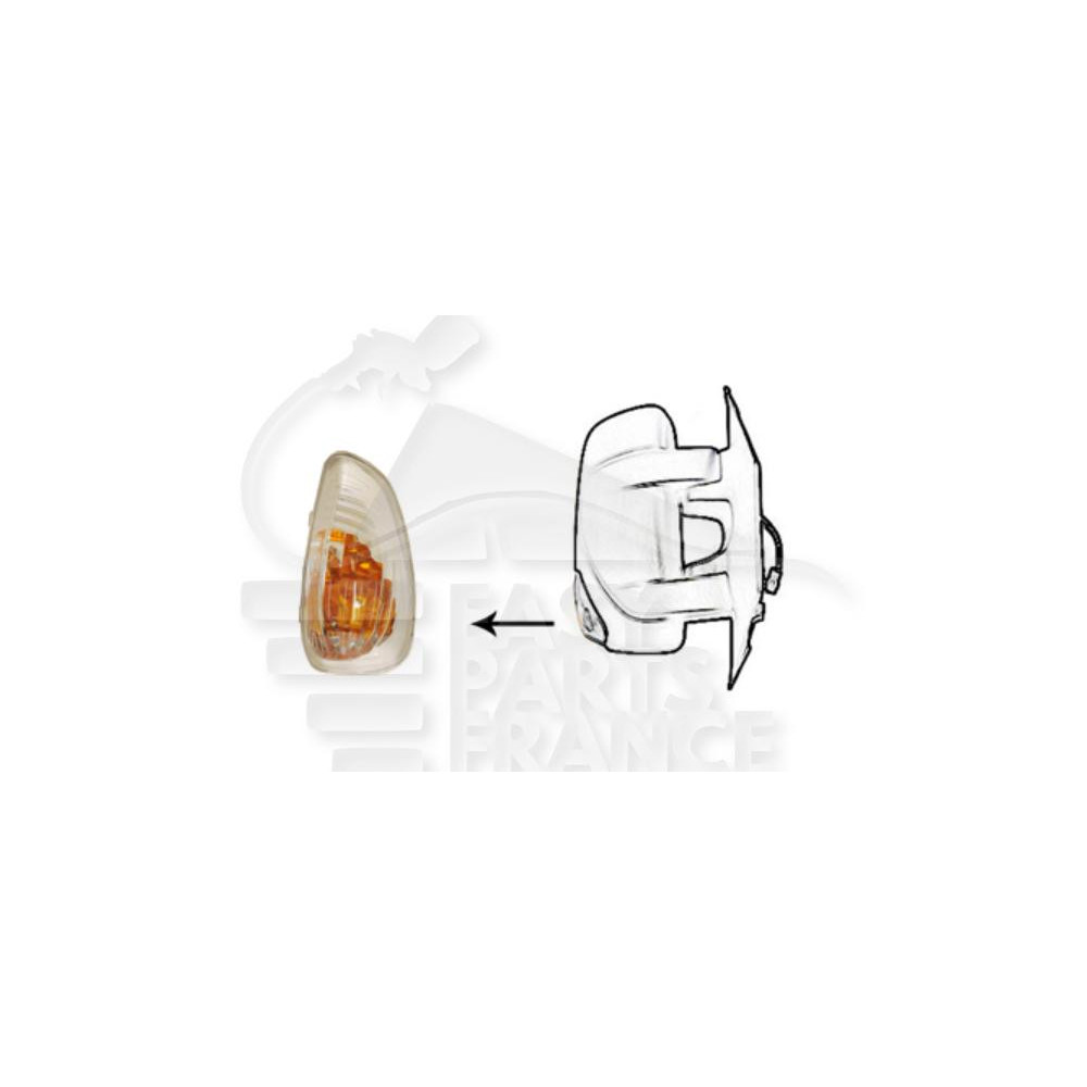 FEU DE RÉTROVISEUR DROIT BLANC POUR AMPOULE BLANCHE 16W pour OPEL MOVANO