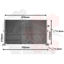 CONDENSEUR TOUS TYPES 628 X 362 X 22 pour FORD MONDEO