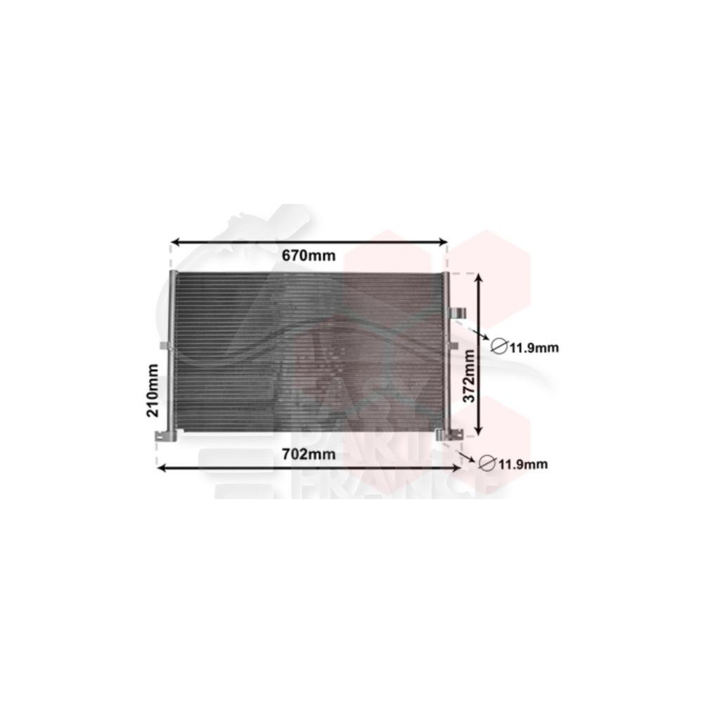CONDENSEUR TOUS TYPES 628 X 362 X 22 pour FORD MONDEO
