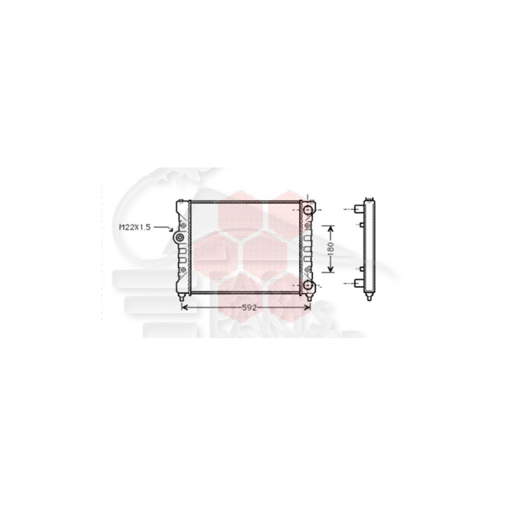 RADIATEUR 1.6 SANS CLIM → 97 525 X 322 X 30 pour VOLKSWAGEN CADDY