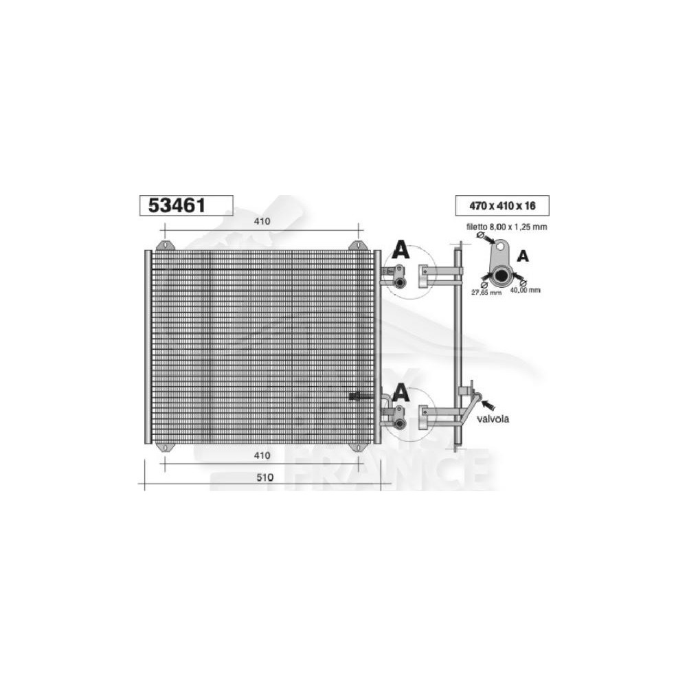 CONDENSEUR TOUS TYPES 470 X 410 X 16 pour AUDI A2