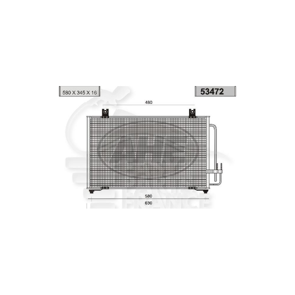CONDENSEUR TOUS TYPES 633 X 343 X 16 pour KIA RIO