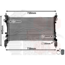 RADIATEUR 1.3 HDI SANS CLIM 10 → - 1.4 HDI AVEC TROU 20 MM 630 X 340 X 23 pour FIAT QUBO