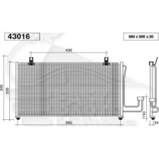 CONDENSEUR POUR KIA SEPHIA 1.5 I 580 X 305 X 20 10/98 - 03/01 pour KIA SEPHIA