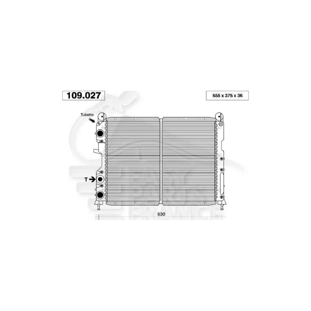 RADIATEUR 1.7 DROIT - 1.9 DS AVEC CLIM 2.0 TURBO IE-4WD AVEC CLIM 554 X 375 X 22 pour LANCIA DEDRA