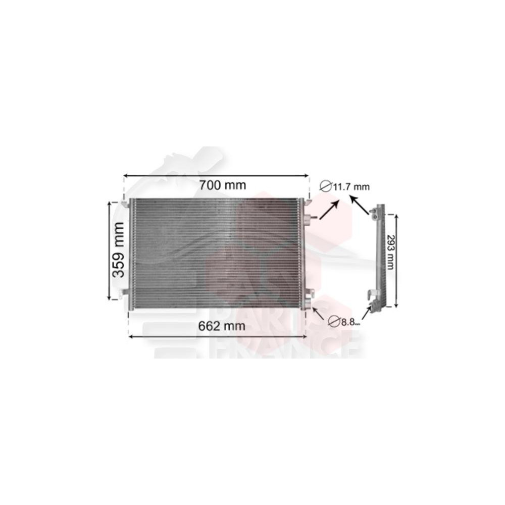 CONDENSEUR 1.9 MJTD 619 X 417 X 16 pour FIAT CROMA