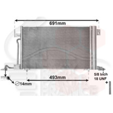 CONDENSEUR DE CLIM 540 X 343 X 16 - 07518 → 1.1/1.4 /1.6/1.8 ESSENCE pour PEUGEOT PARTNER