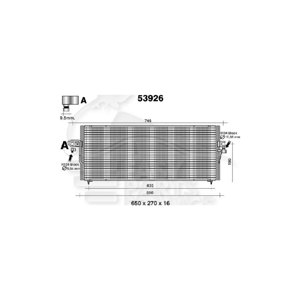 CONDENSEUR TOUS TYPES 690 X 288 X 16 pour NISSAN ALMERA