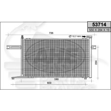 CONDENSEUR TOUS TYPES 540 X 286 X 16 pour NISSAN MICRA