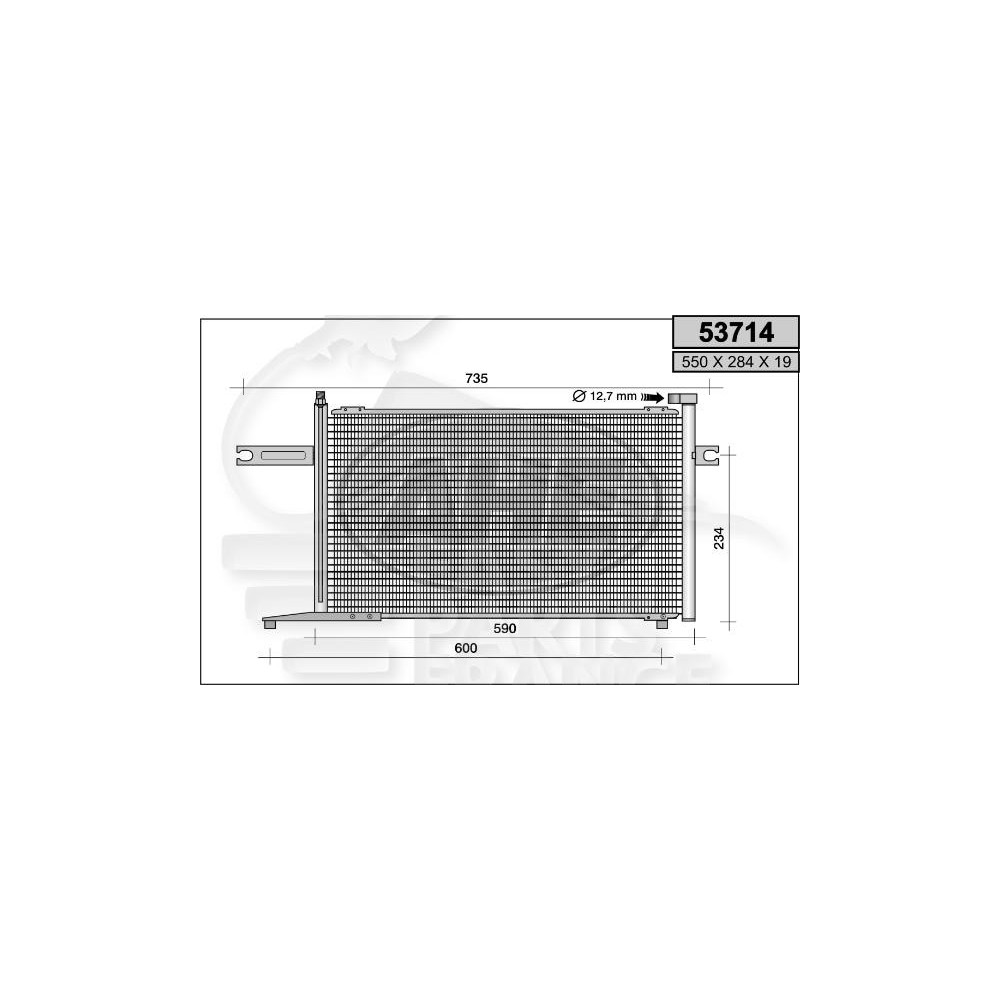 CONDENSEUR TOUS TYPES 540 X 286 X 16 pour NISSAN MICRA