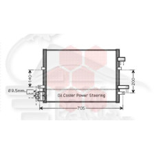 CONDENSEUR TT TYPES AVEC REFROIDISSEUR D'HUILE DIRECTION ASSISTÉE 628 X 441 X 16 