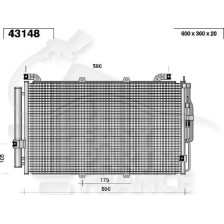 CONDENSEUR ESSENCE TOUS TYPES 590 X 350 X 20 pour HYUNDAI MATRIX