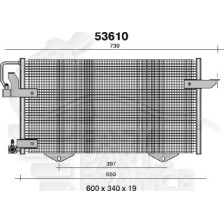 CONDENSEUR 1.6/2.0 ESSENCE 610 X 345 X 16 pour AUDI 80