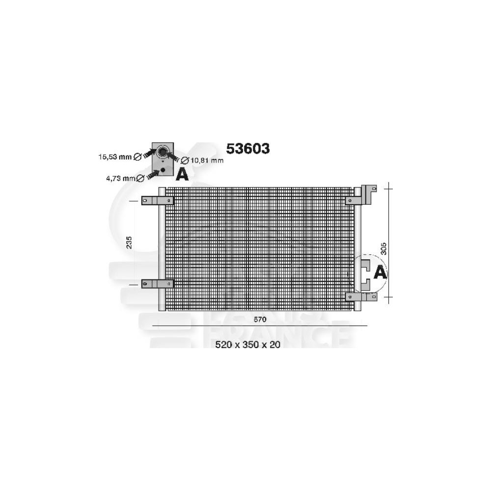 CONDENSEUR DE CLIM 1.9 JTD 570 X 345 X 16 pour ALFA ROMEO 147