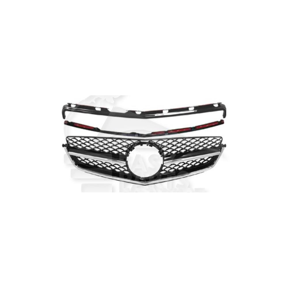 GRILLE DE CALANDRE CHROMEE/NOIRE C-63 LOOK pour MERCEDES CLASSE C - W204
