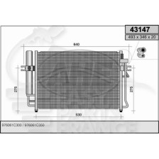 CONDENSEUR TOUS TYPES 543 X 346 X 16 pour HYUNDAI GETZ