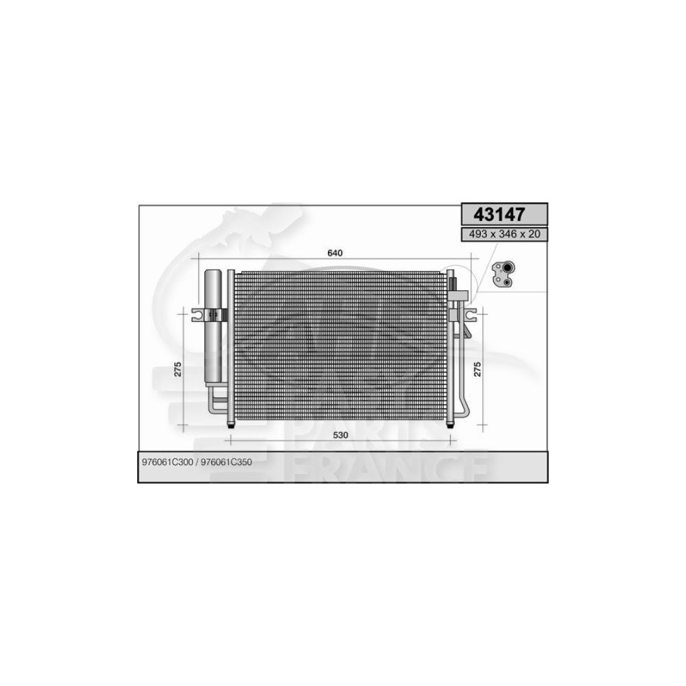 CONDENSEUR TOUS TYPES 543 X 346 X 16 pour HYUNDAI GETZ