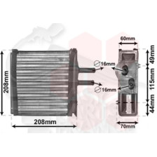 RADIATEUR DE CHAUFFAGE TOUS TYPES 165 X 195 X 40 pour LANCIA YPSILON
