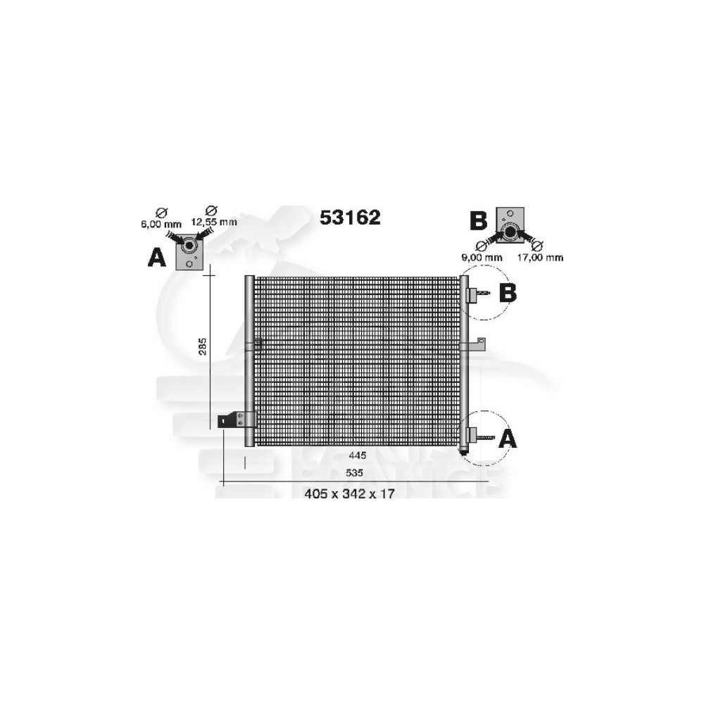 CONDENSEUR TOUS TYPES 405 X 330 X 20 pour HYUNDAI ATOS