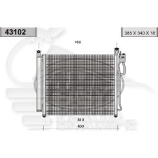 CONDENSEUR TOUS TYPES 390 X 335 X 20 pour KIA PICANTO