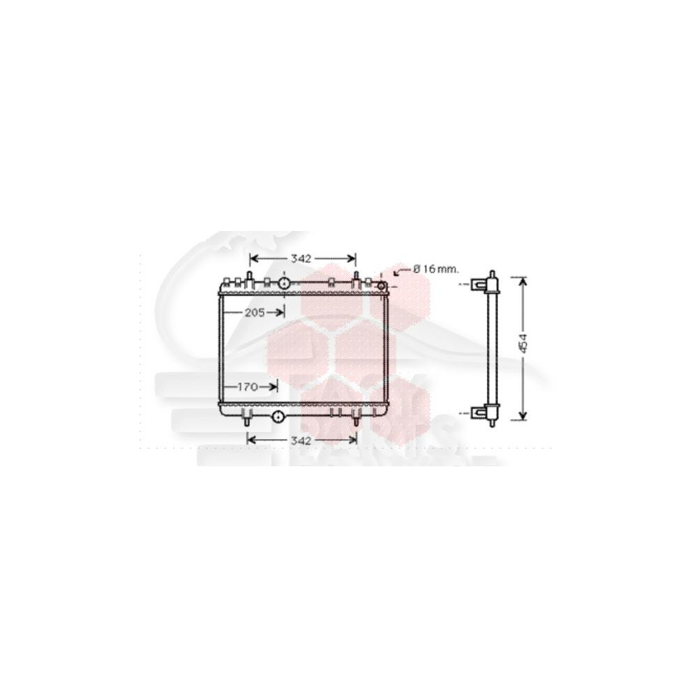 RADIATEUR 2.2 ESSENCE - 1.6 HDI BOÎTE MÉCA .. AVEC OU SANS CLIM 380 X 557 X 27 pour PEUGEOT 407