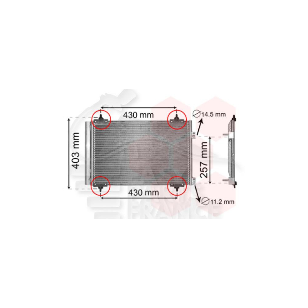 CONDENSEUR 2.0 HDI 535 X 361 X 16 pour CITROEN C4