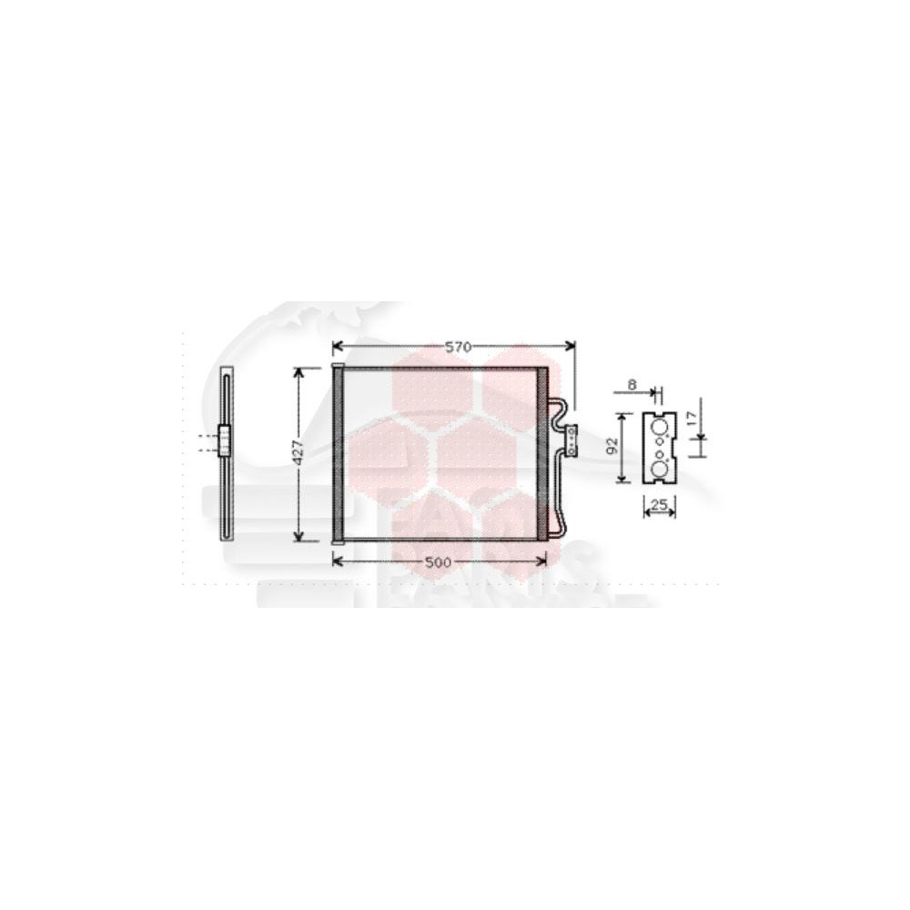 CONDENSEUR TOUS TYPES 590 X 320 X 16 → 08/97 pour BMW S5 E39