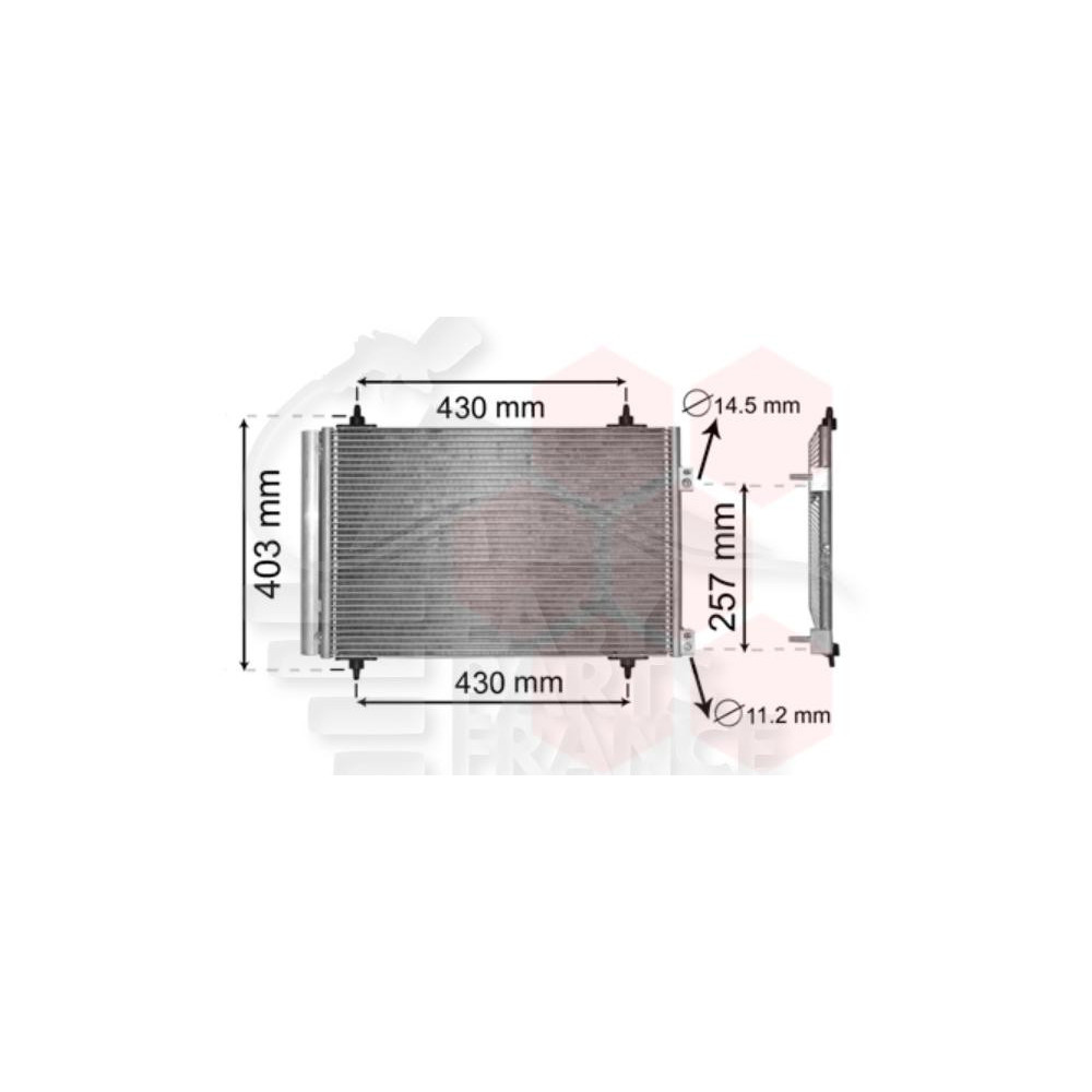 CONDENSEUR 1.6 I 535 X 361 X 12 pour PEUGEOT RCZ