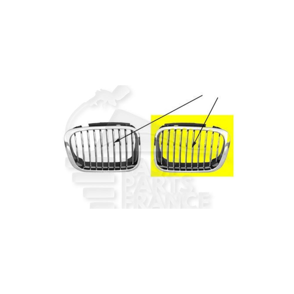 GRILLE DE CALANDRE AVANT-GAUCHE NOIRE - CHROMEE pour BMW S3 E46 4 PTES / BREAK