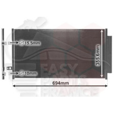 CONDENSEUR TOUS TYPES 658 X 357 X 12 pour FIAT 500